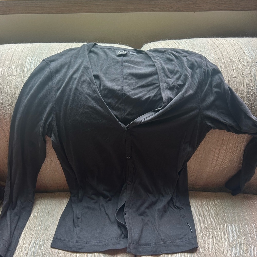 Armani Exchange Black Fitted Long Sleeve Shirt